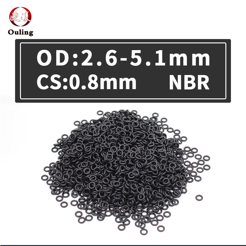 20 CÁI / Lô Cao su nitrile Đen NBR CS 0,8mm Độ dày OD2,6 / 3 / 3,6 / 4,1 / 4,3 / 4,5 / 4,9 / 5,1 * 0,8mm Vòng đệm O-ring Đồng hồ Cao su chống thấm O Vòng