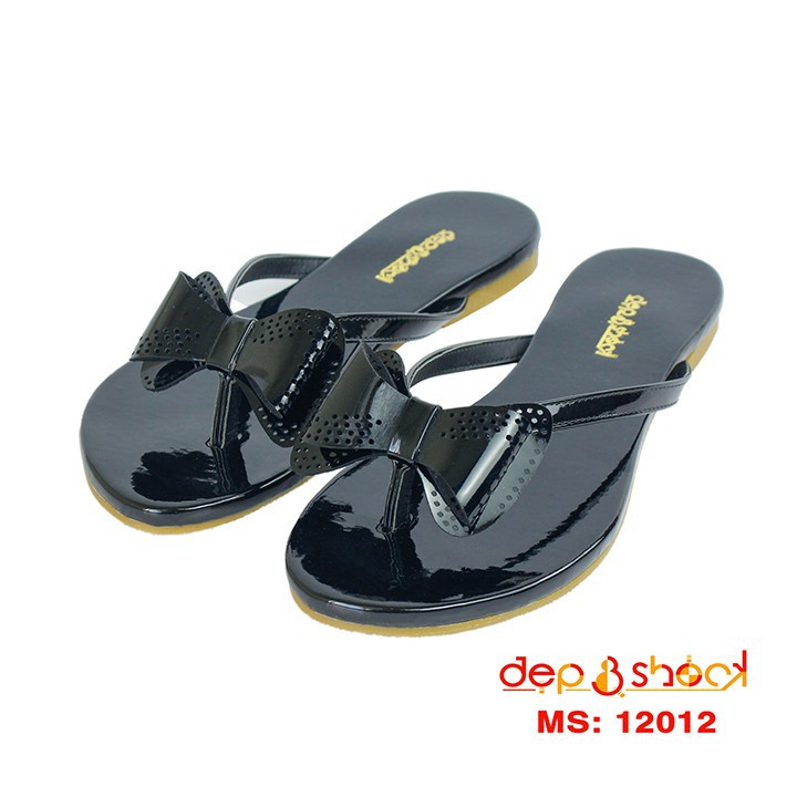 Dép kẹp nơ laze màu trắng có big size - 12012