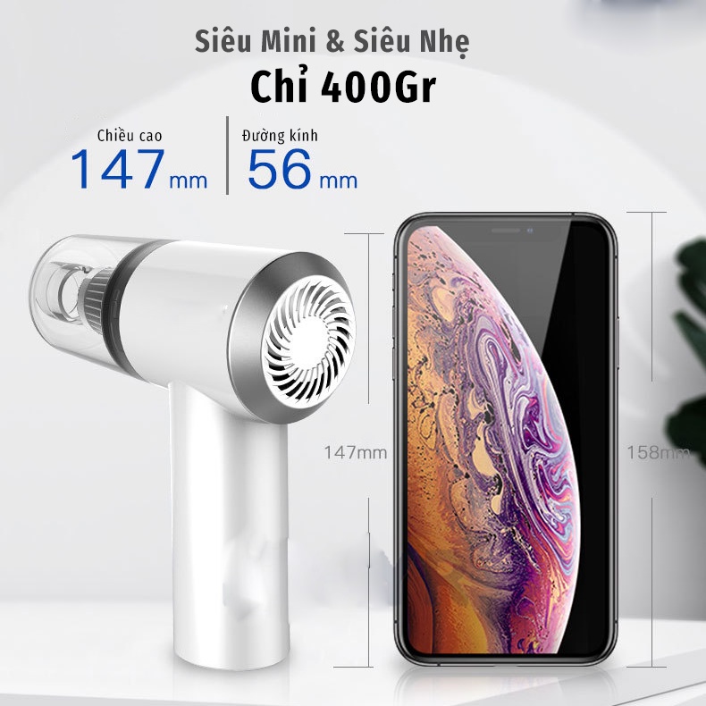 [CỰC HOT] Máy hút bụi cầm tay mini - Máy hút bụi không dây đa năng lực hút siêu mạnh sử dụng hút bụi ô tô, bụi giường