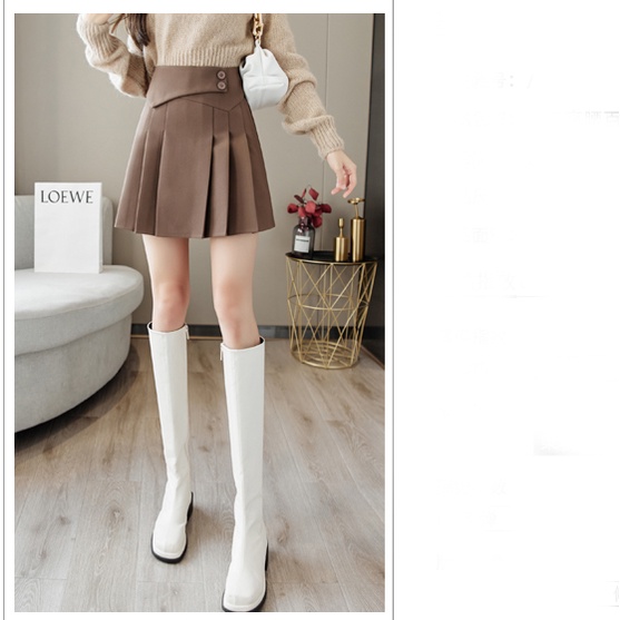 Chân váy ngắn chữ a xếp li lưng cao phong cách công sở có quần, 6 li vb 2 cúc dài 45cm