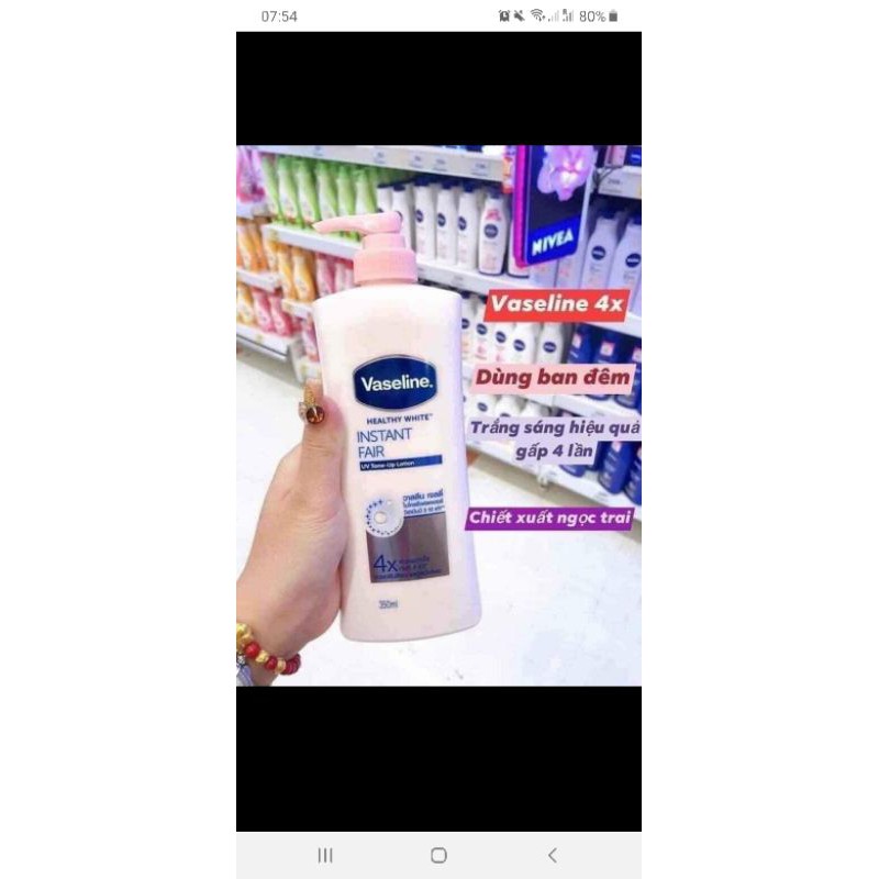 Dưỡng Thể Vaseline Healthy White Instant Fair 4X Thái Lan 350ml (Chai Có Vòi)