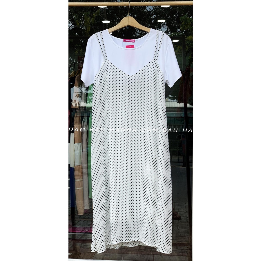 [HANNA] Đầm bầu giả yếm dài dễ thương size to cho bầu mập đầm dài size tới 100kg vải lụa voan cao cấp thoáng mát mềm