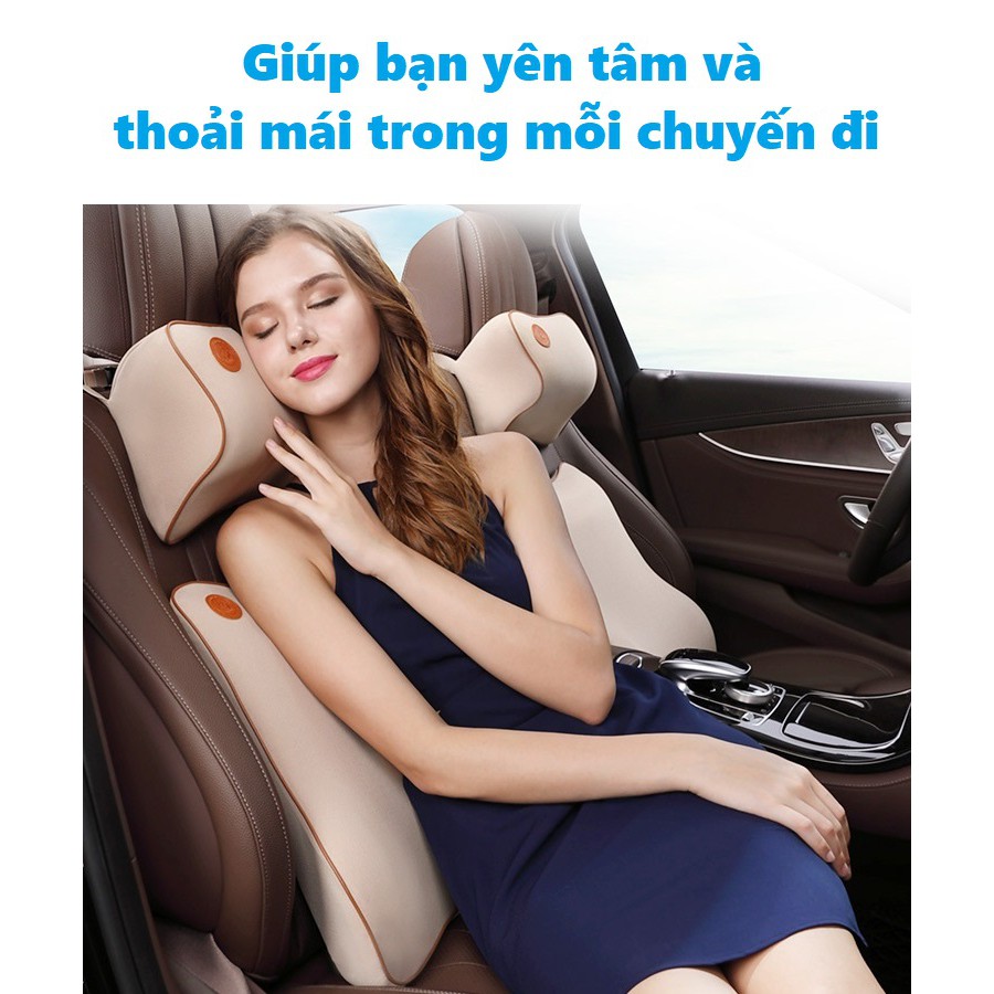 Gối tựa đầu cao su non trên ô tô LuckyBobi - Gối tựa gáy bằng cao su non không trọng lực