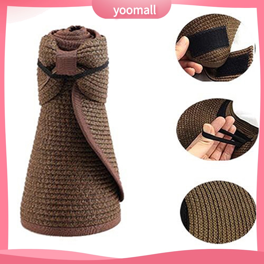 Nón Vành Rộng Đan Rơm Chống Nắng Mùa Hè Có Thể Gấp Gọn Cho Nữ