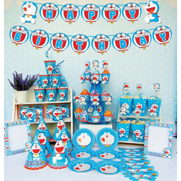 Phụ Kiện Sinh Nhật Chủ Đề Doremon, Set Giấy Mega Chủ Đề Mèo Máy Doraemon