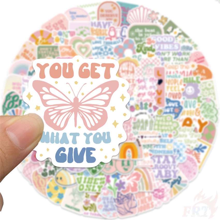 Bộ 100 Cái ❉ Màu Pastel. Nhãn Dán Dòng Slang Tích Cực ❉ Sticker Dán Tường Chống Thấm Nước Họa Tiết Doodle Hợp Thời Trang