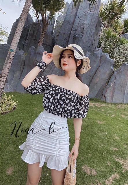 Sét áo hoa cúc + chân váy tặng kèm vòng chocker cổ hoa TRIPBLE T DRESS ❤️❤️ MS17B