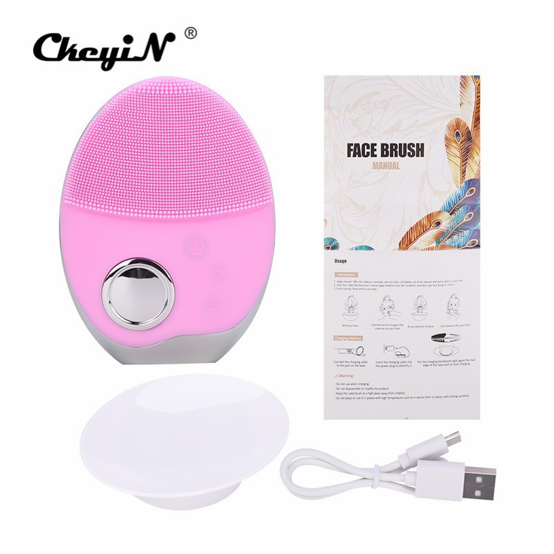 [Mã FMCGMALL - 8% đơn 250K] Máy rửa mặt CkeyiN chất liệu silicon sử dụng sóng siêu âm có đèn LED cao cấp | BigBuy360 - bigbuy360.vn
