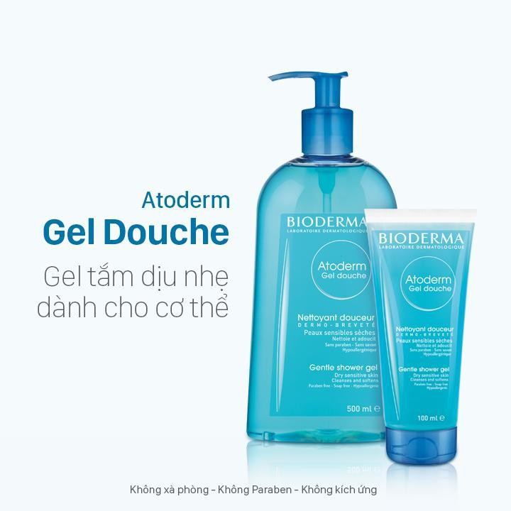 Gel Tắm Bioderma Atoderm Gel Douche Dịu Nhẹ Cho Da Thường & Khô Nhạy Cảm 100ml 500ml