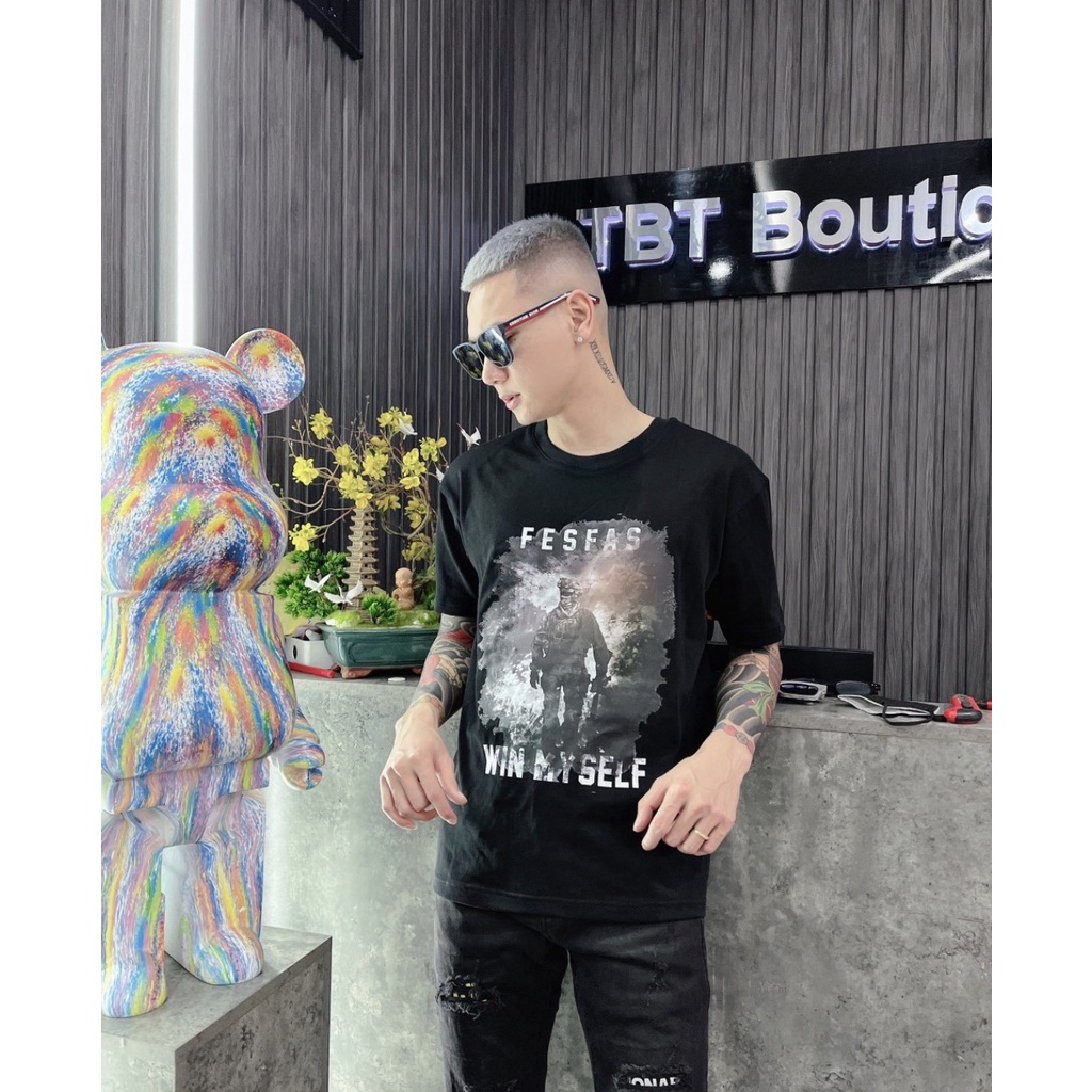 ( hàng mới ) áo thun tay lỡ hè in 5D FESFAT chiến binh phong cách bụi bặm đường phố mã FREESHIP hot trend hè 2022