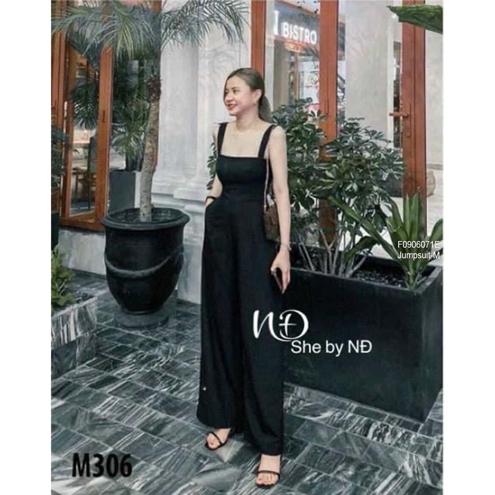 Jumpsuit đen dài ống suông 2 dây siêu thời trang!