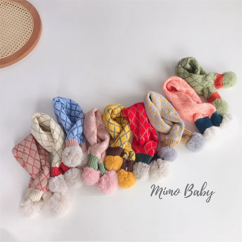 Khăn len nhung tuyết họa tiết sọc caro cao cấp cho bé Mimo Baby KL45