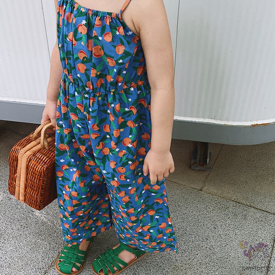 Bộ Áo Liền Quần In Hoa Phong Cách Hàn Quốc Cho Bé Gái