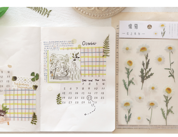 Flowertree Sticker Miếng dán hình bông hoa trang trí nhật ký
