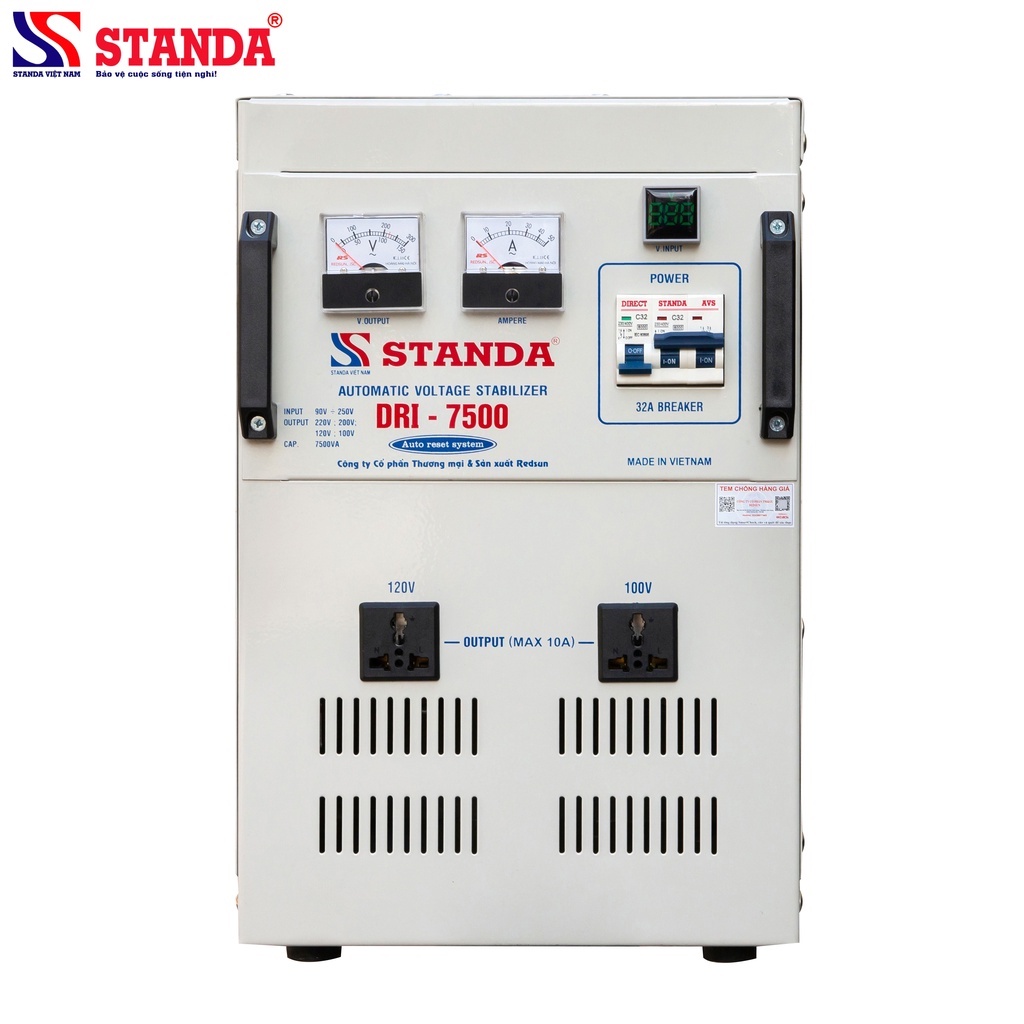 Máy ổn áp STANDA 7.5kva dải 90v tự động đa chức năng - Tích hợp biến áp