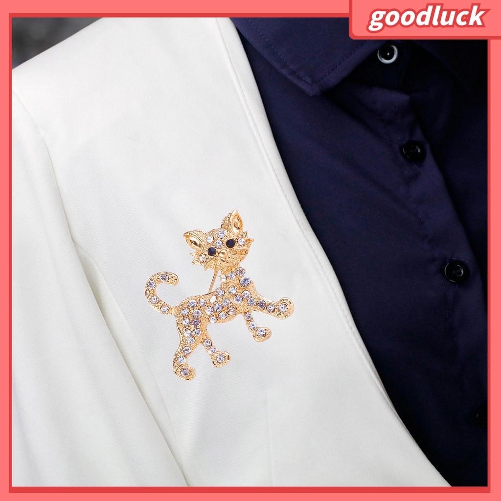 Ghim Cài Áo Hình Chú Mèo Đính Đá Nhân Tạo Thời Trang Cho Nữ