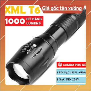 Đèn pin siêu sáng T6 gồm Pin + sạc + hộp