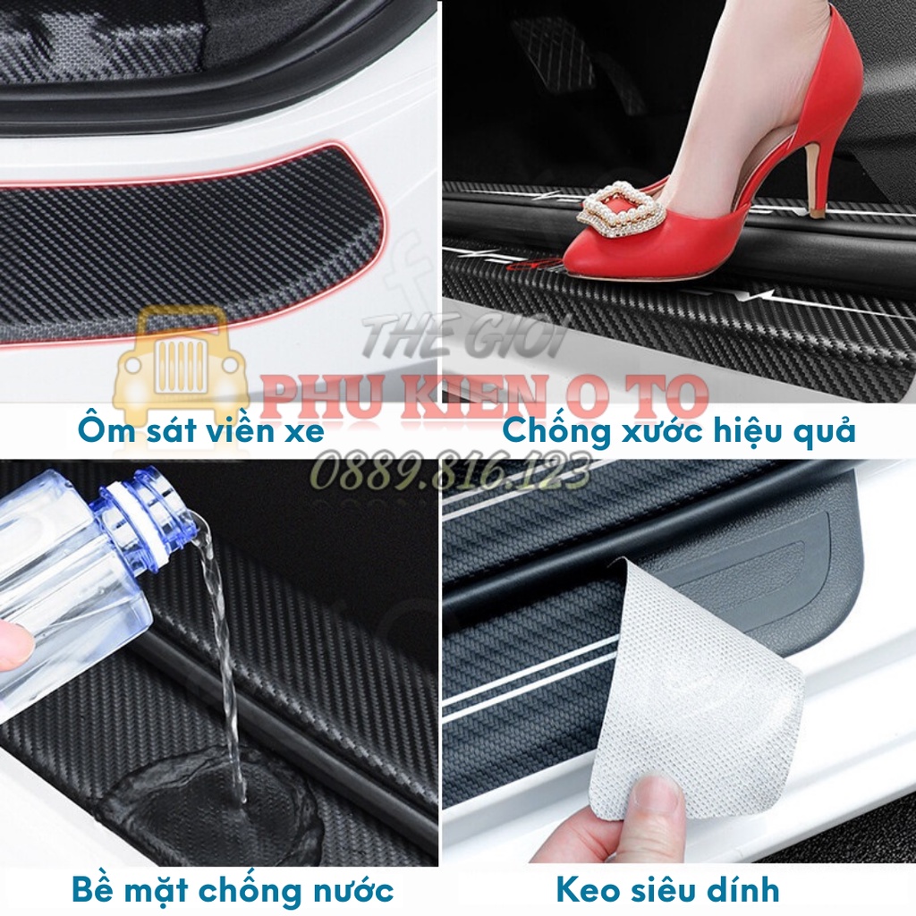 Nẹp Dán Vân Carbon Chống Trầy Xước Bảo Vệ Bậc Cửa Xe Hơi/ Bảo Vệ Cốp Sau Xe Hơi Cho Nhiều Hãng Xe