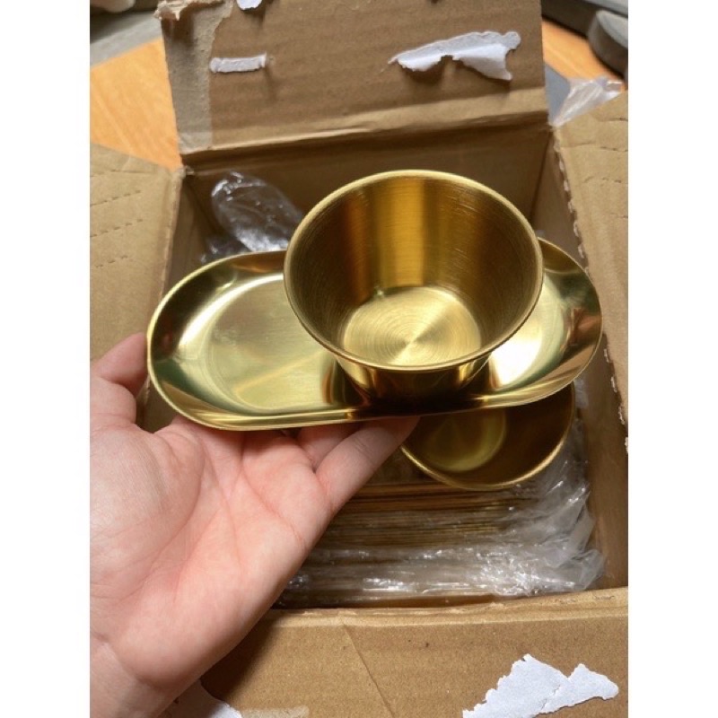 Khay inox vàng 304 nhỏ 18cm chyên dùng y tế và spa