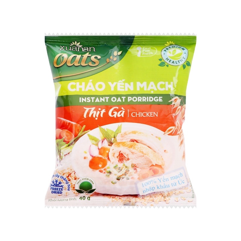 [ Mua nhiều hỗ trợ giảm giá] Cháo yến mạch Xuân An ăn liền gói 40g với 3 hương vị ( thịt bằm, thịt gà và rau nấm)