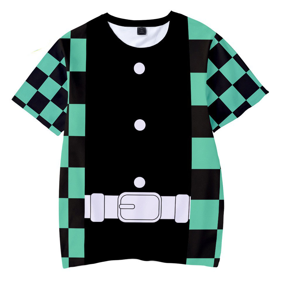 YT3 Anime Demon Slayer: Kimetsu No Yaiba Cosplay Costume Kids Casual Short Sleeve Tanjirou Nezuko Giyuu Zenits Coat Hal