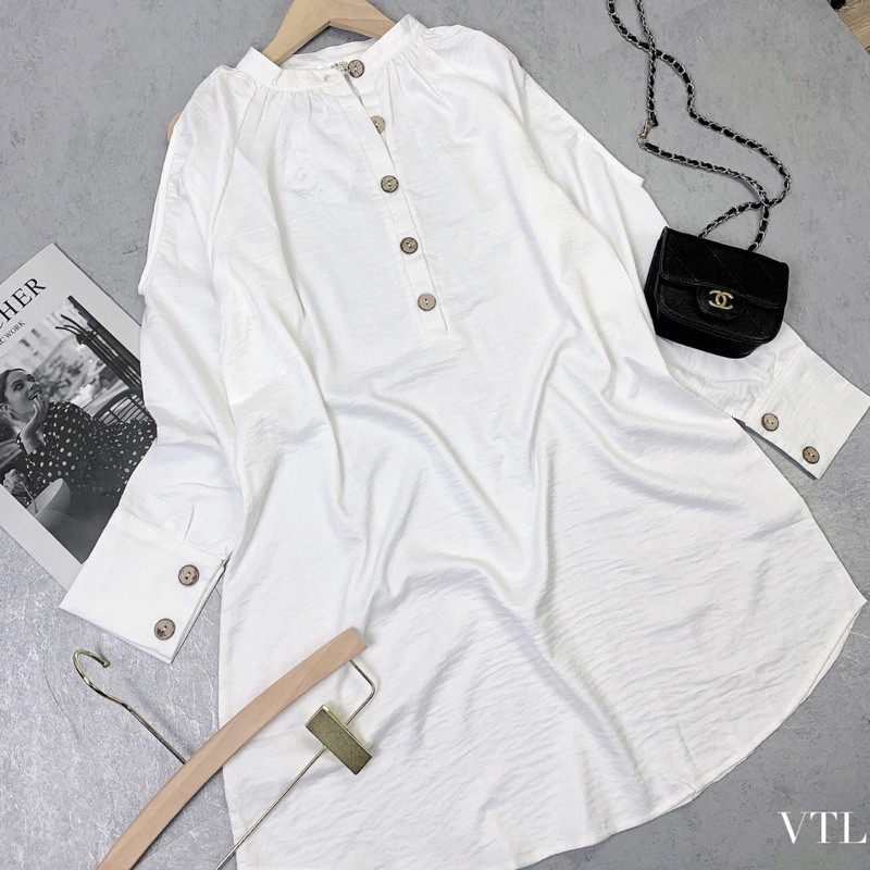 VÁY ĐŨI TRẮNG KHOÉT VAI CÚC GỖ VÁY SUÔNG | BigBuy360 - bigbuy360.vn