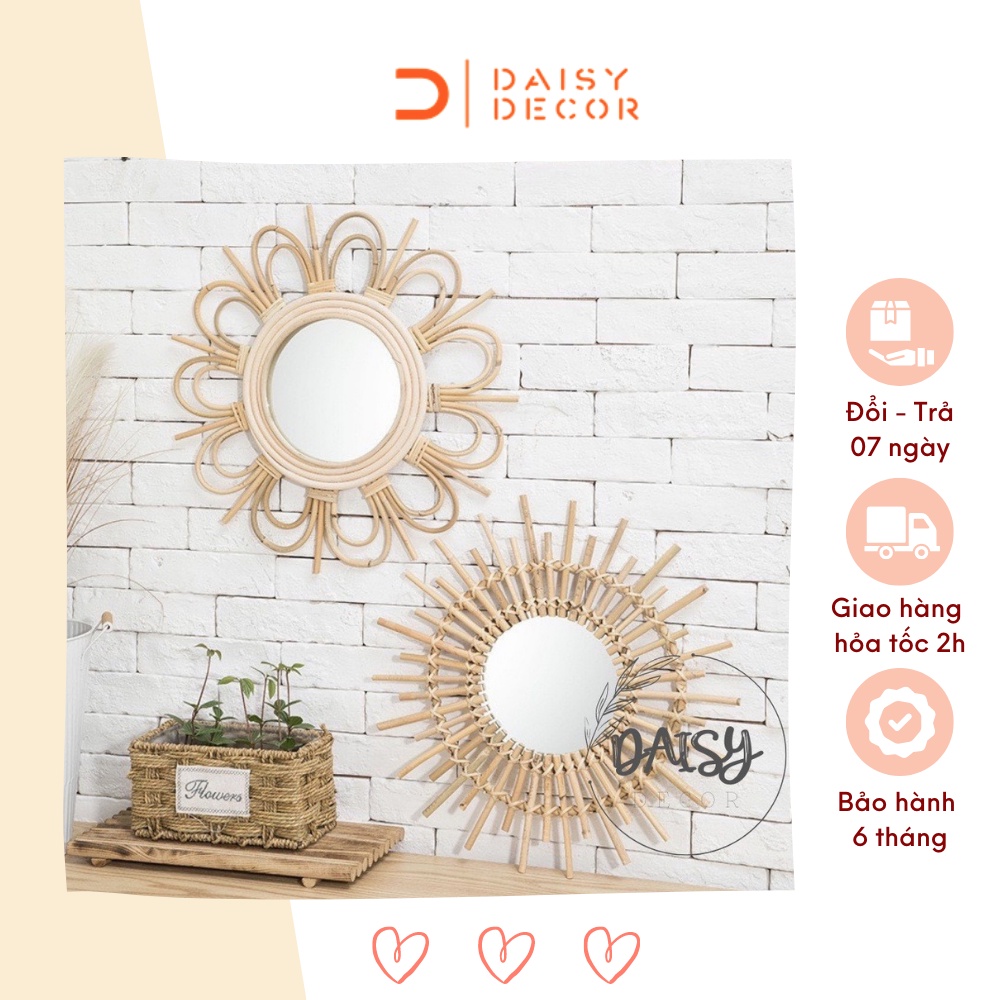 Gương mây tre đan decor - CÓ SẴN - FREE MÓC TREO - Daisy.decor