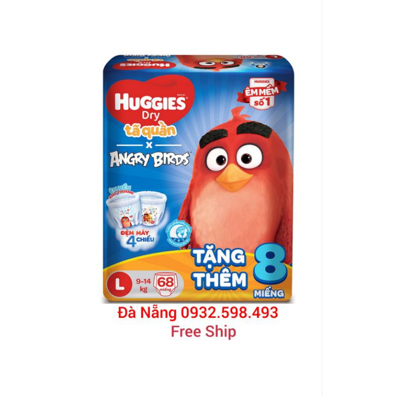 Bỉm tã quần Huggies Dry size L 68 miếng (9-14kg)
