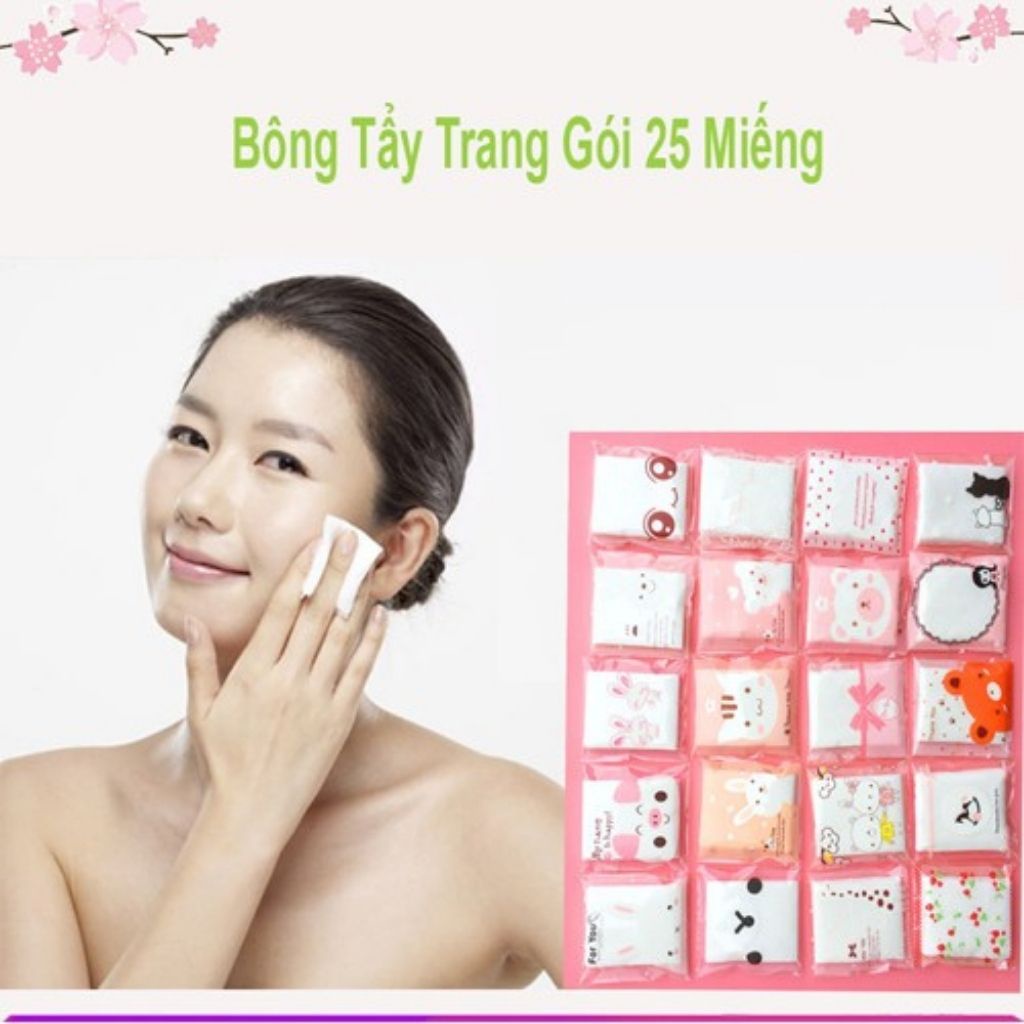 [Loại Đẹp] Bông Tẩy Trang Gói 25 Miếng Siêu Đáng Yêu - Thuận Tiện Mang Theo TED012