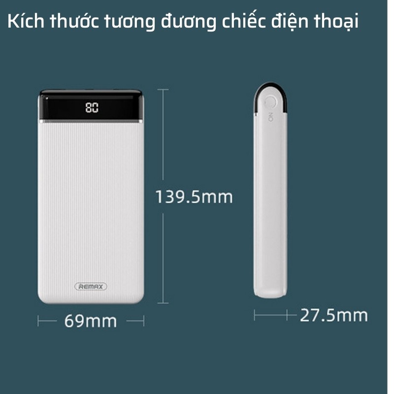 Sạc Dự Phòng Remax RPP-109 Chính Hãng, Dung lượng 20000mAh Sạc Nhanh, 3 Cổng Ra, 3 cổng vào