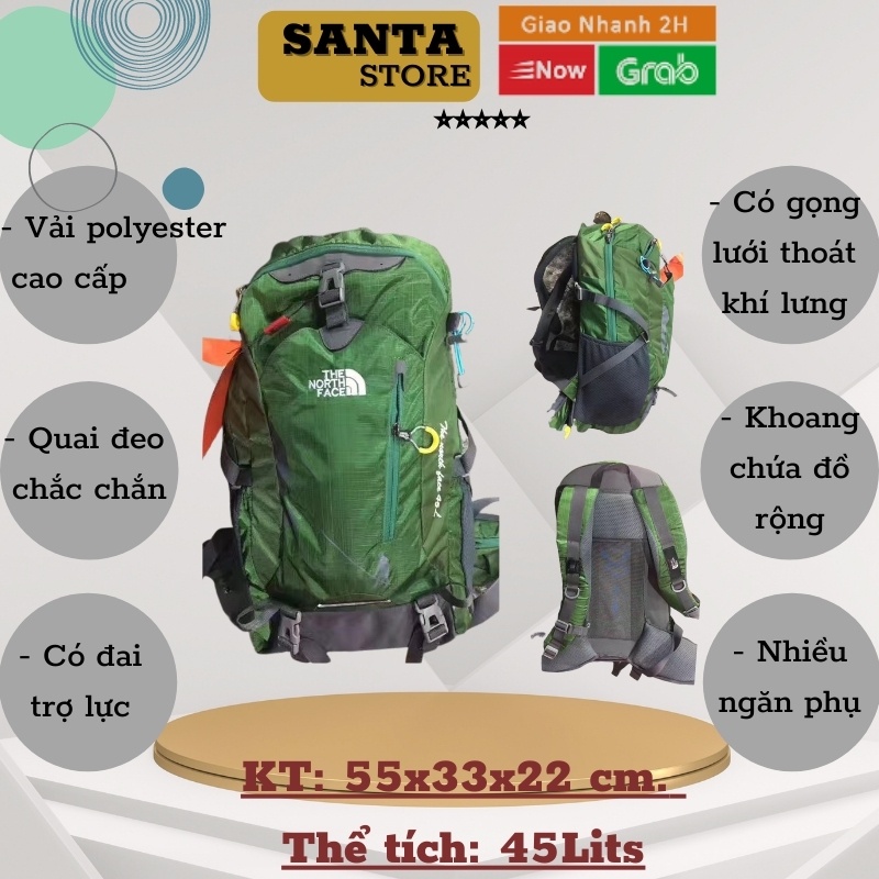 Balo du lịch nam thời trang cao cấp TNF 45L vải chống nước đi du lịch, phượt, đựng đồ dùng, quần áo, có ngăn đựng laptop