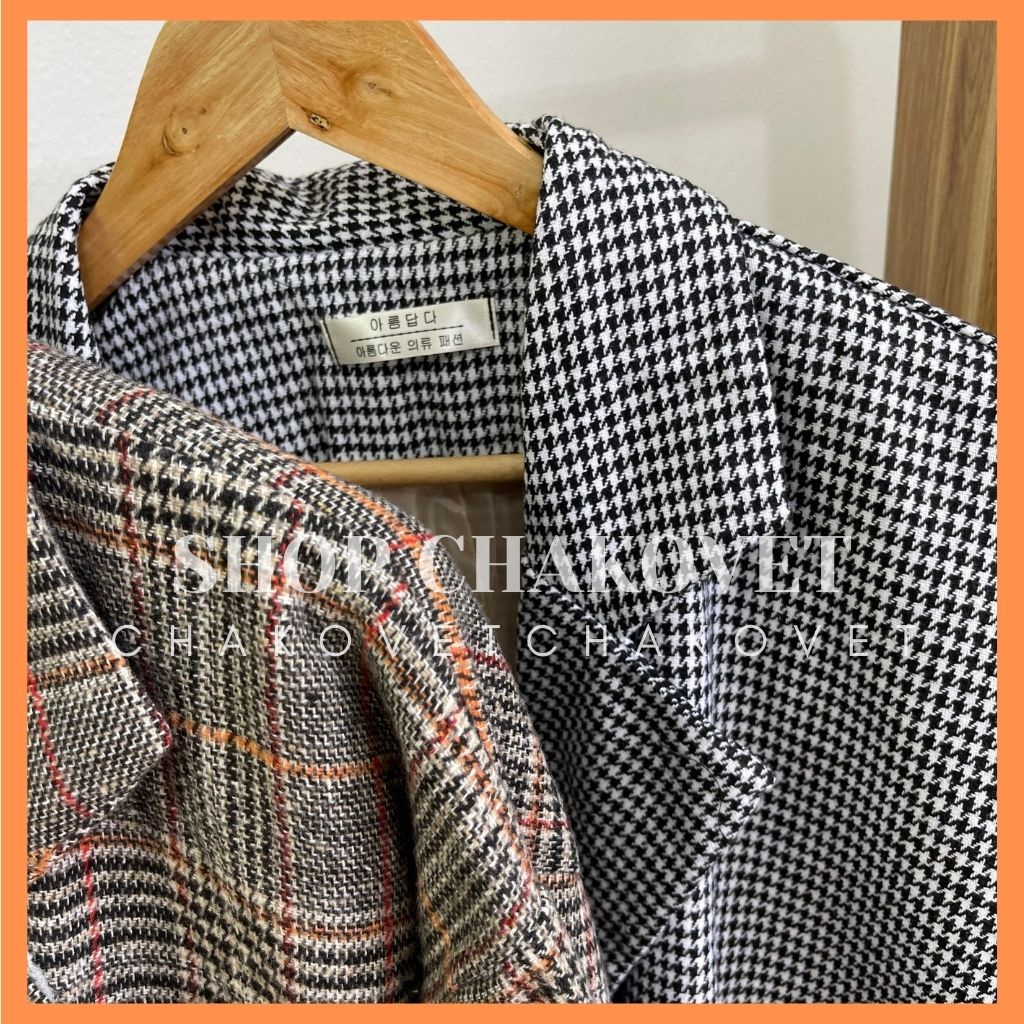 Áo blazer dạ mỏng nữ 2 lớp form rộng AD8111, kiểu vest dạ khoác ngoài 4 cúc 2 túi chéo hàng loại 1 thời trang thu đông