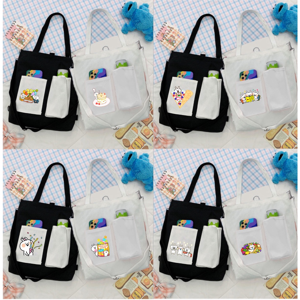 Túi Vải Tote Kiêm Balo doraemon TBL4 totoro vô diện chuột vàng shin  one piece sumikko jinbeisan kero CCS usagyu