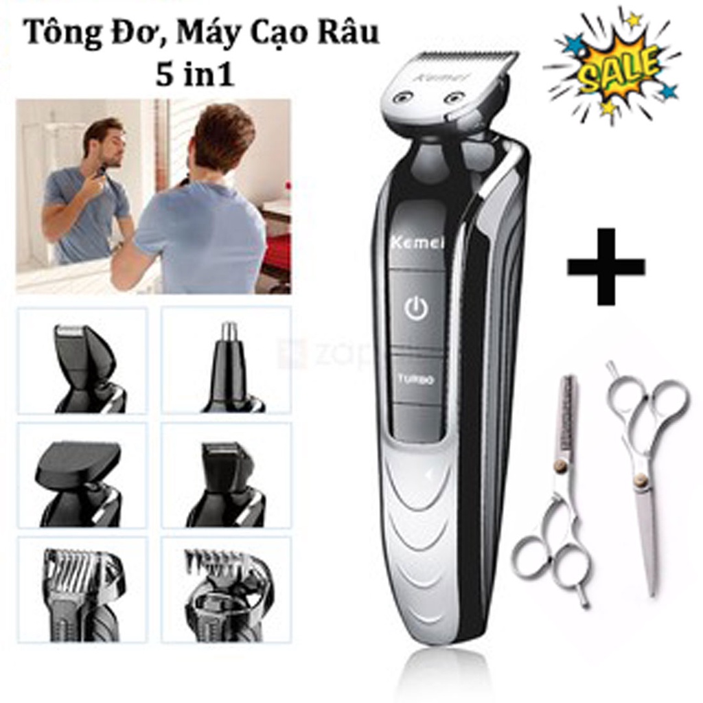 Tông đơ cắt tóc / cạo râu Kemei KM-1832 5 trong 1 chất lượng cao sử dụng điện sạc