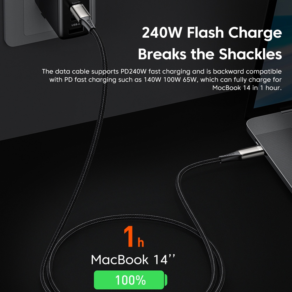 Dây Cáp Sạc Nhanh QC4.0 Pd 240W USB C Sang Type C Cho Laptop / Máy Tính Bảng / Điện Thoại