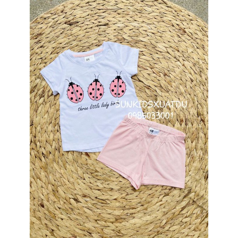 Bộ bé gái cotton hình bọ dừa