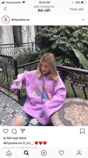 Áo Hoddie Nỉ Tím Dirty Coins