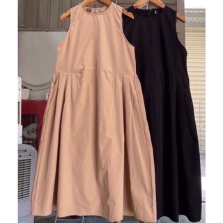Đầm babydoll kaki mịn sát nách