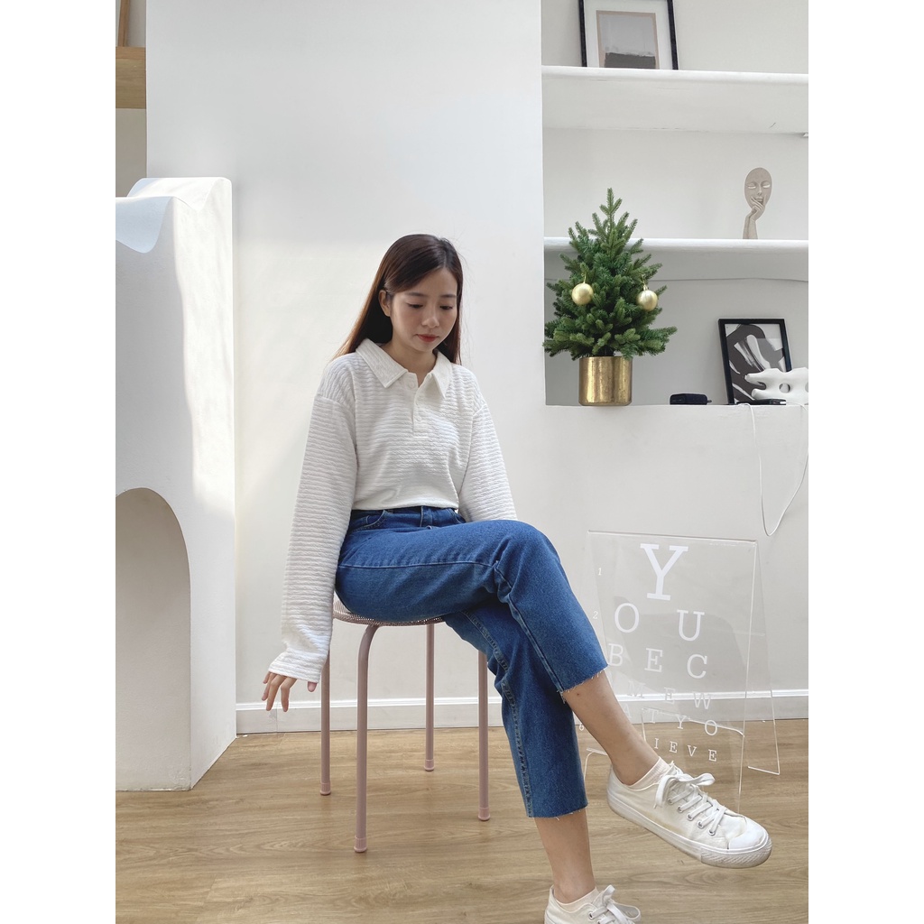Áo Polo Tay Dài Có Nút Gài Form Rộng