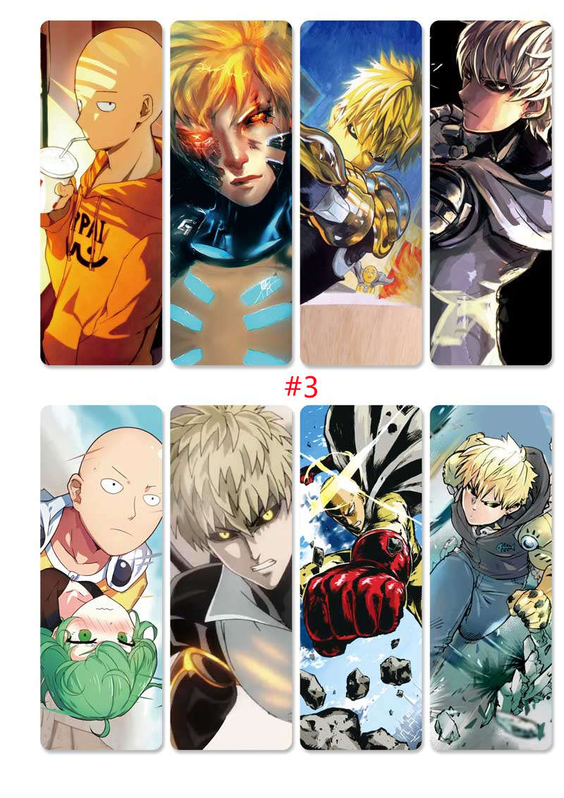 Bộ 8 Thẻ Đánh Dấu Sách In Hình Nhân Vật Anime One Punch Man Bằng Pvc