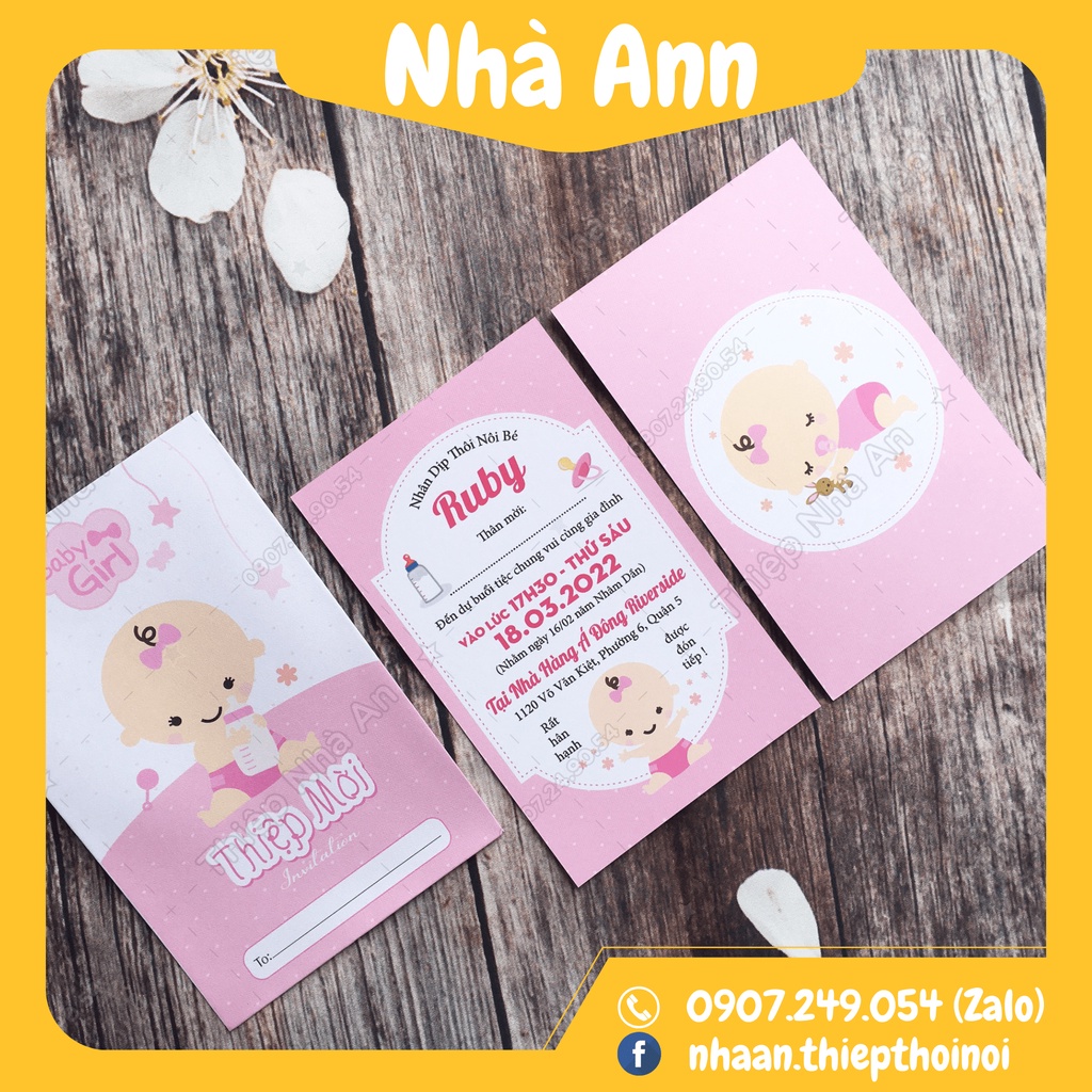 ♥️ Shop Uy Tín ♥️ TThiệp Sinh Nhật - Thiệp Thôi Nôi - Thiệp Đầy Tháng BABY GIRL in nội dung theo yêu cầu dành cho BÉ GÁI