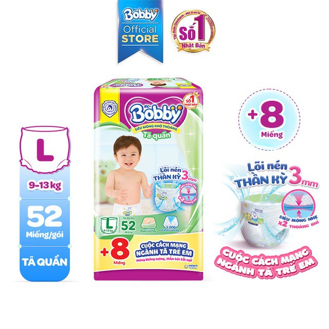 Combo 3 Tã quần Bobby mới L52