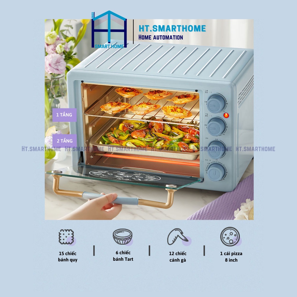 Lò nướng đa năng Bear DKX-C20D1 dung tích 20L công suất 1200W - Điều khiển cơ kiểm soát nhiệt độ độc lập