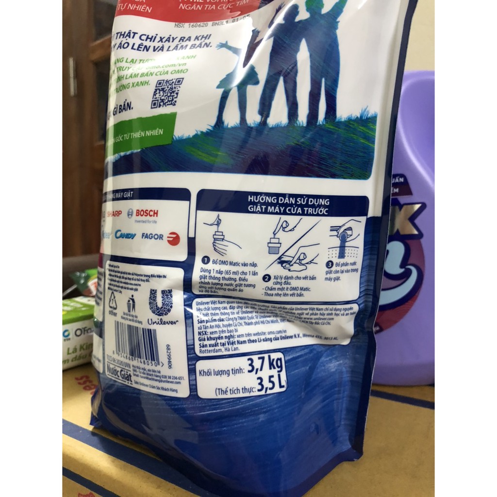 TÚI NƯỚC GIẶT OMO MATIC CỬA TRƯỚC BỀN ĐẸP 3.7KG