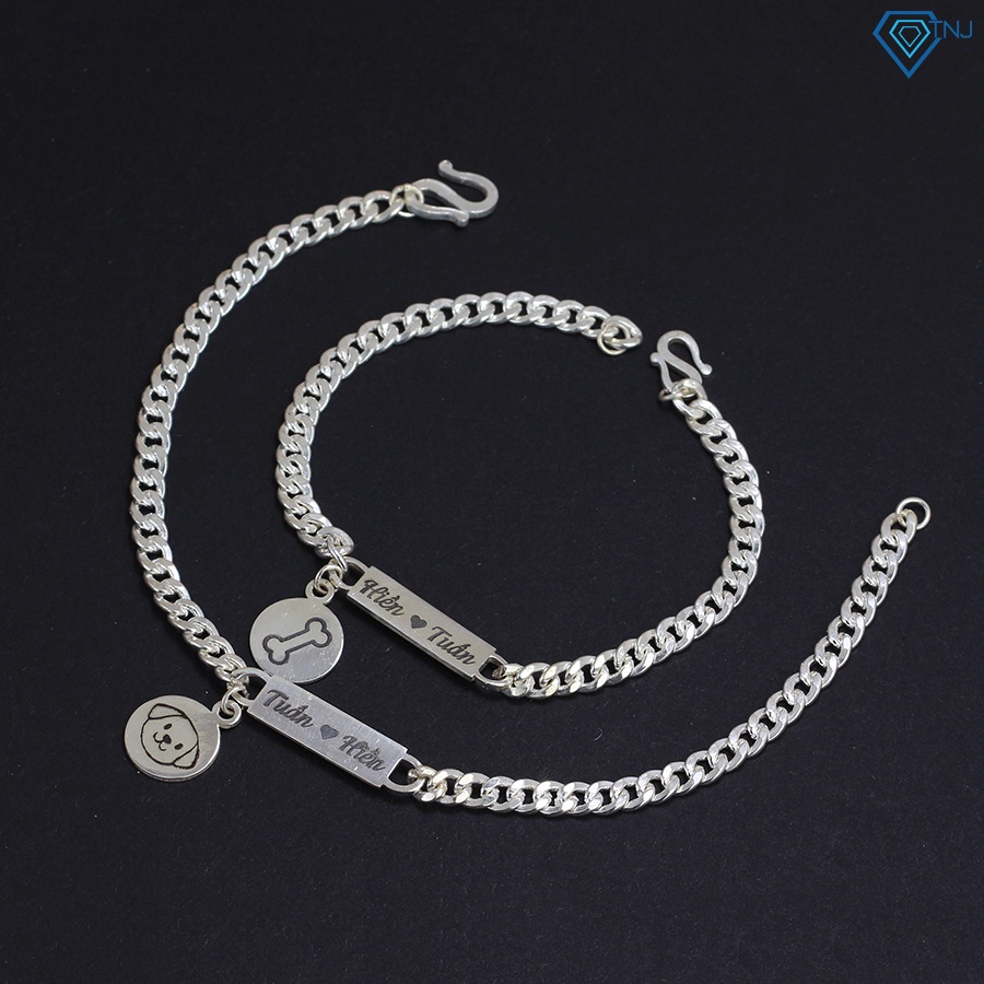 Vòng tay cặp đôi nam nữ bạc khắc tên theo yêu cầu LTD0028 Trang Sức TNJ