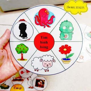 Học liệu 12 chủ đề hình tròn in ép khổ to a4 rèn tư duy não bộ cho bé