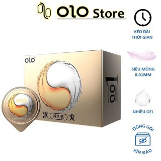 Bao cao su 0.01 OLO vàng, bao cao su siêu mỏng 0.01mm, kéo dài thời gian, lửa băng 10 bcs