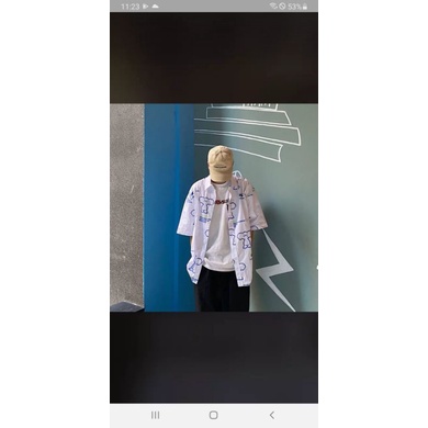 Áo Sơ Mi Tay Ngắn Unisex Cổ Bẻ Phong Cách Hàn Quốc Freesize