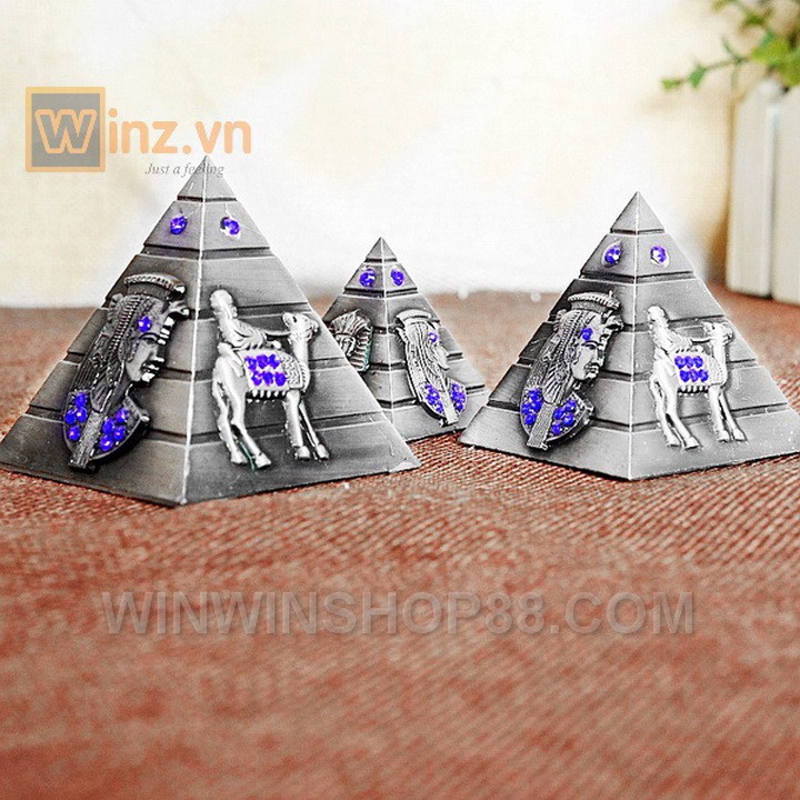 Bộ 3 mô hình kim tự tháp Ai Cập (Màu Bạc Đá Xanh Dương) - Muasamhot1208