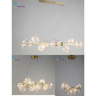 Đèn chùm chao thủy tinh treo thả trang trí phòng khách, bàn ăn, salon,cafe